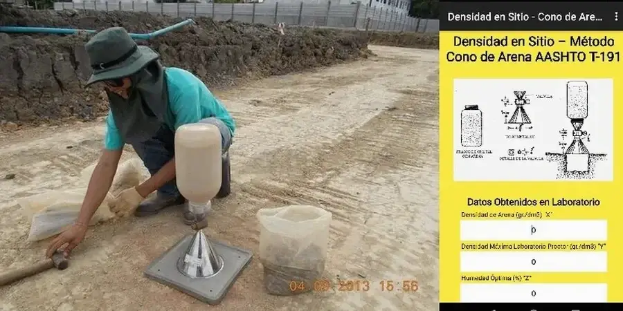 Control de Densidad en Obra con Cono de Arena en Los Andes
